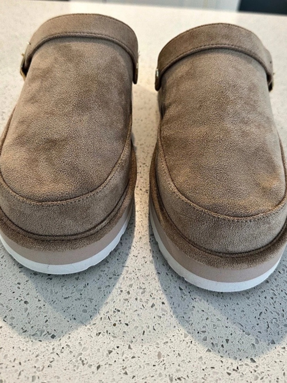 Madden Girl Suede Platform Clogs in Tan25